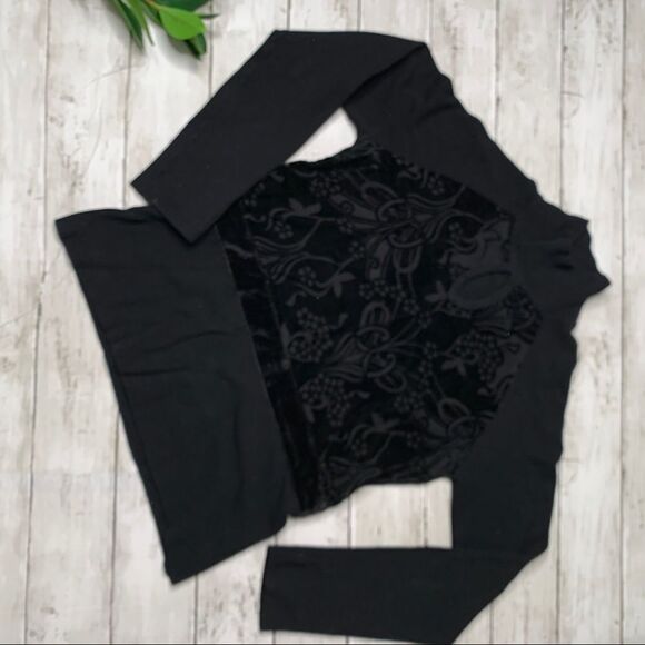 Escio black blouse, sheer with detail in front M - Picture 3 of 8